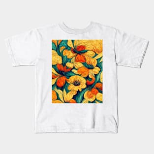 Flowers in the Style of Van Gogh #1 Kids T-Shirt